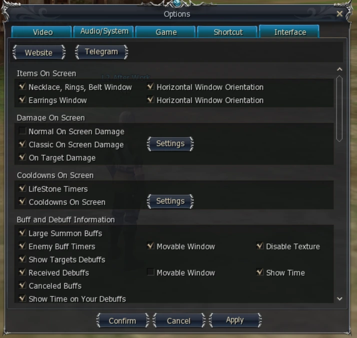 Options Interface Tab L2 After Work 1